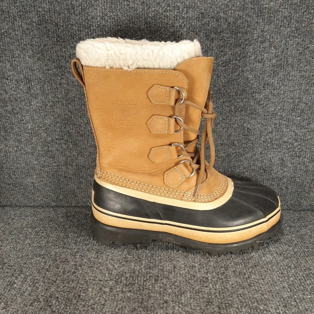 Sorel Caribou Waterproof Winter Boots Brown Leather Insulated Warm Men's 8 EU 40
